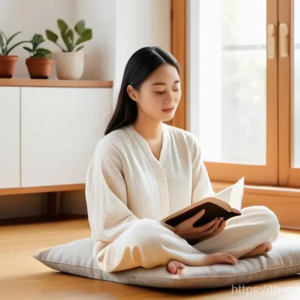 미니멀리즘 경제학과 정보의 비대칭 - **Minimalist Serenity at Home**
    "A young adult woman of East Asian descent, dressed in comfortab...