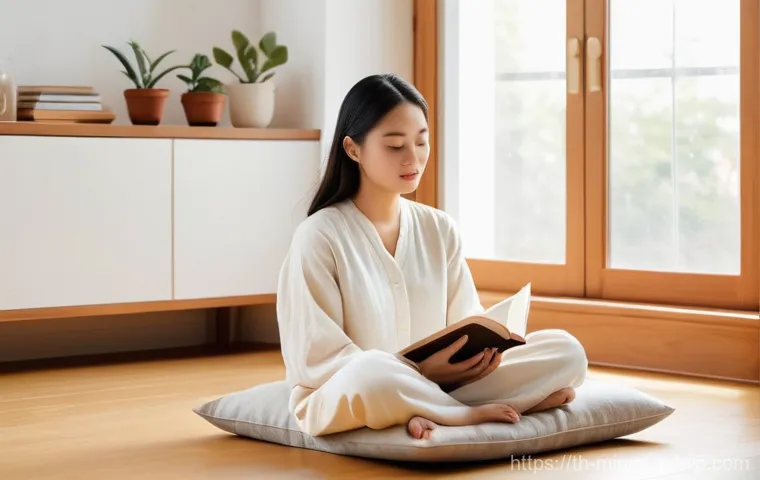 미니멀리즘 경제학과 정보의 비대칭 - **Minimalist Serenity at Home**
    "A young adult woman of East Asian descent, dressed in comfortab...