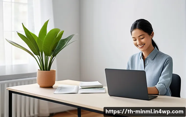 미니멀리즘 경제학과 공공 정책 - **Prompt:** A serene, organized home office space that embodies financial minimalism. A young adult,...